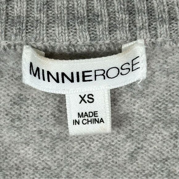 Minnie Rose Gray Colorblock 100% Cashmere Crewneck Sweater Women’s Size XS - Picture 3 of 6